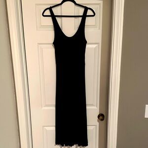 Classic Navy Blue A-Line Midi Dress